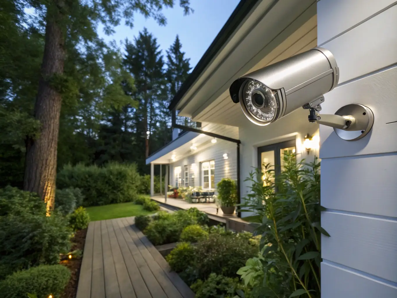 A CCTV camera mounted on the exterior of a residential property, emphasizing security and CCTV systems.